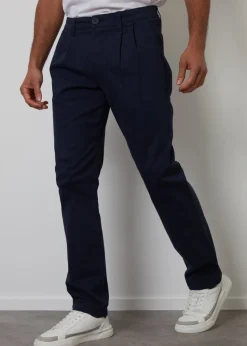 Threadbare Navy Relaxed Fit Cotton Chino Trousers With Stretch