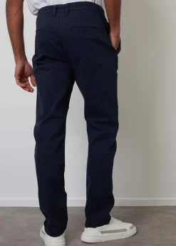 Threadbare Navy Relaxed Fit Cotton Chino Trousers With Stretch