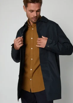 Threadbare Navy Showerproof Longline Tailored Mac