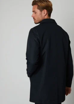 Threadbare Navy Showerproof Longline Tailored Mac