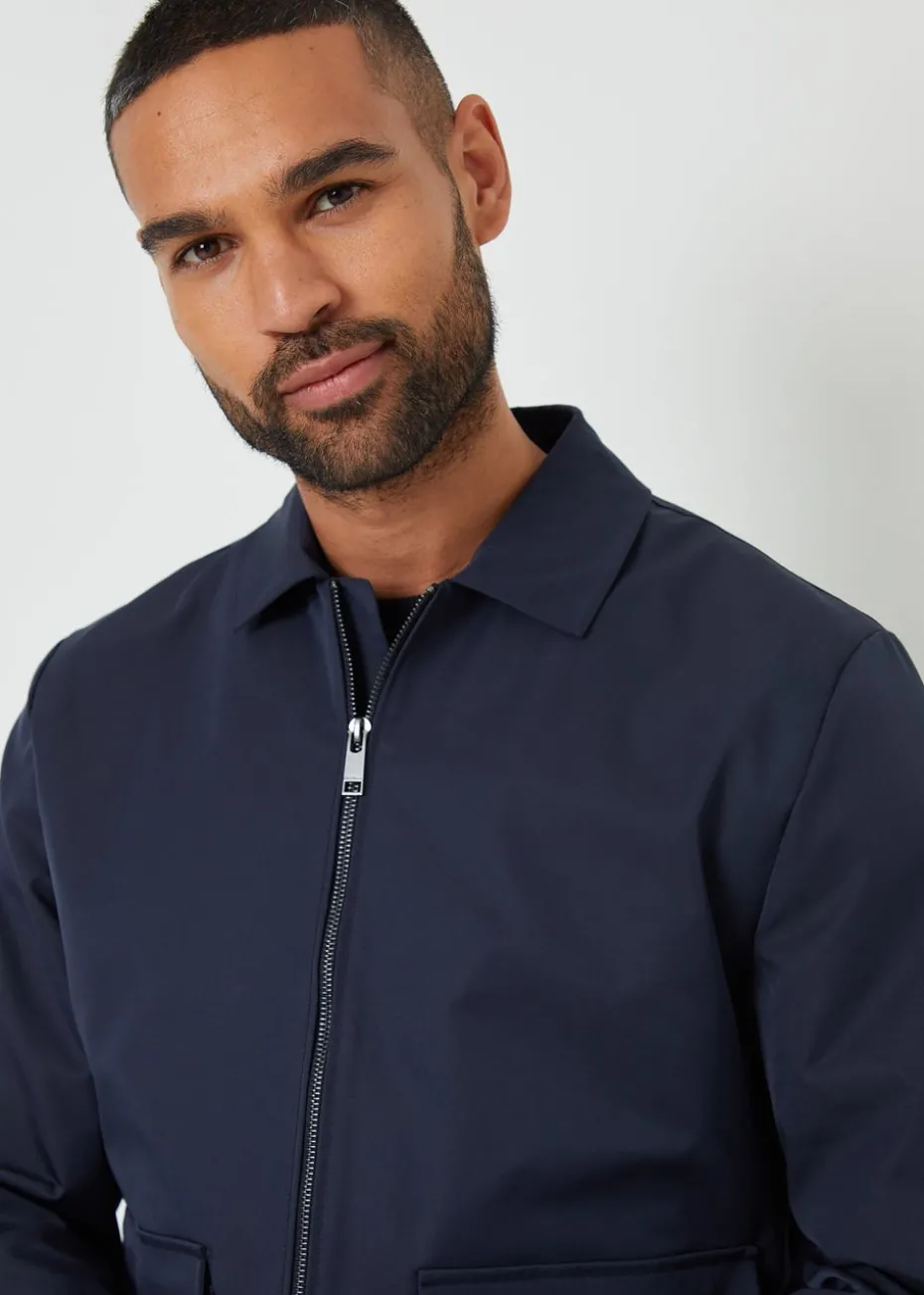 Threadbare Navy Sonton Patch Pocket Collared Zip-Through Jacket
