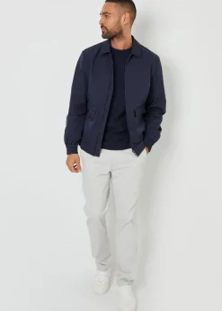 Threadbare Navy Sonton Patch Pocket Collared Zip-Through Jacket