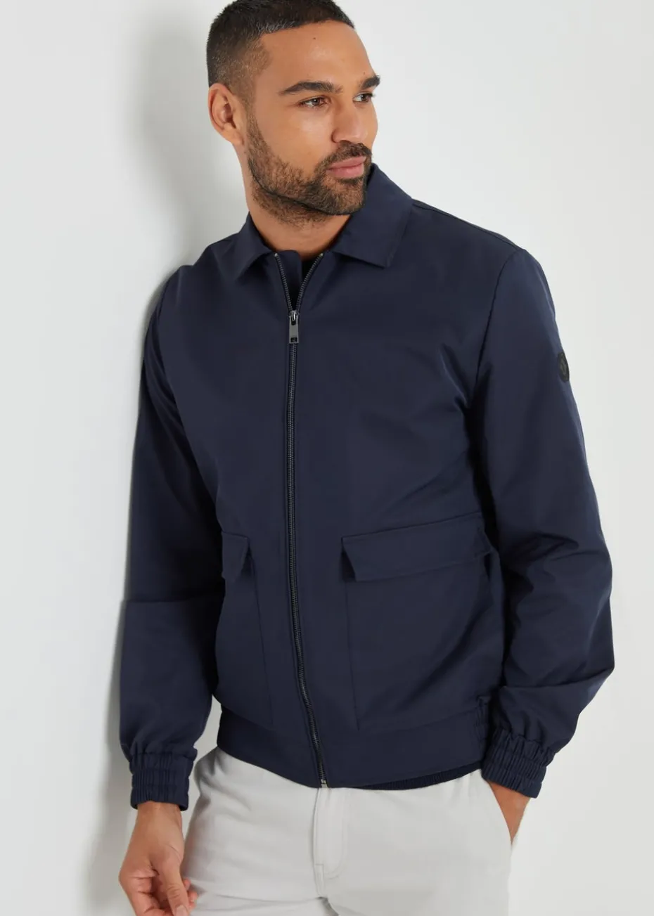 Threadbare Navy Sonton Patch Pocket Collared Zip-Through Jacket