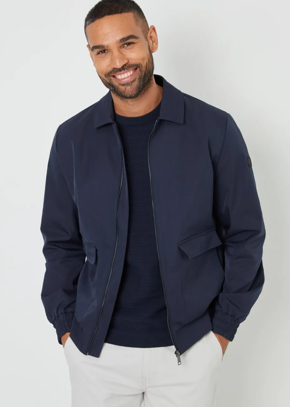 Threadbare Navy Sonton Patch Pocket Collared Zip-Through Jacket