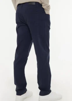 Threadbare Navy Straight Leg Cotton Canvas Trousers With Stretch