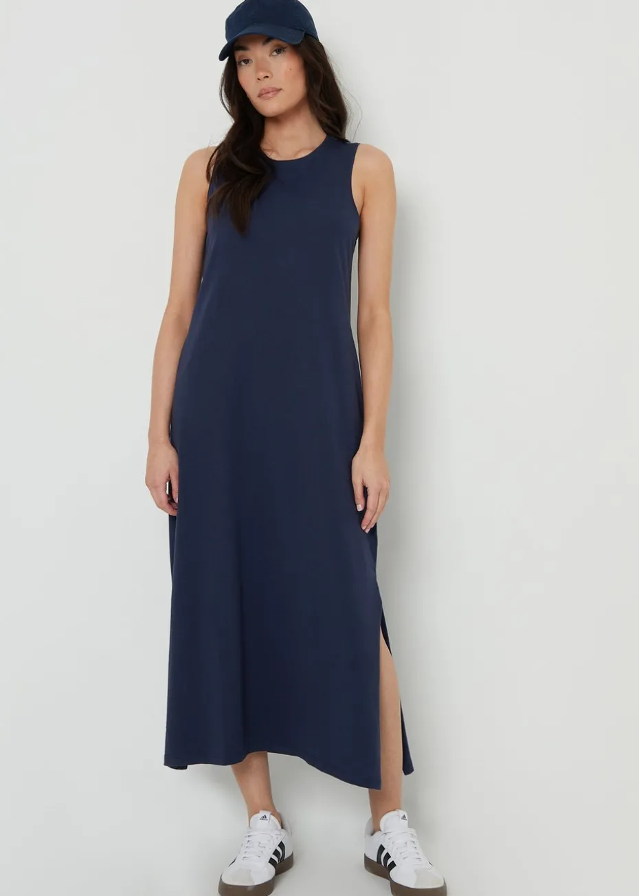 Threadbare Navy Sue Sleeveless Jersey Midi Dress With Pockets