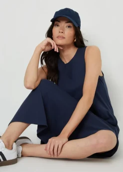 Threadbare Navy Sue Sleeveless Jersey Midi Dress With Pockets