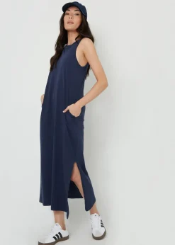 Threadbare Navy Sue Sleeveless Jersey Midi Dress With Pockets