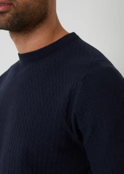Threadbare Navy Textured Front Knitted T-Shirt
