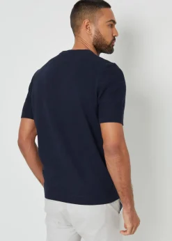 Threadbare Navy Textured Knitted T-Shirt