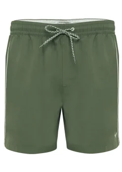 Threadbare Olive Swim Shorts with Contrast Piping