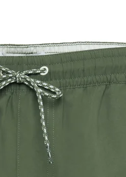 Threadbare Olive Swim Shorts with Contrast Piping
