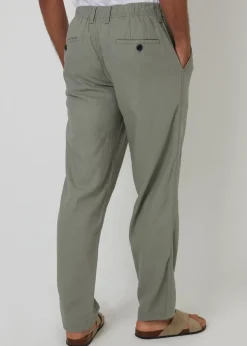Threadbare Soft Green Annual Linen Blend Casual Trousers