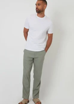 Threadbare Soft Green Annual Linen Blend Casual Trousers