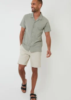 Threadbare Soft Green Cotton Pique Revere Collar Short Sleeve Shirt