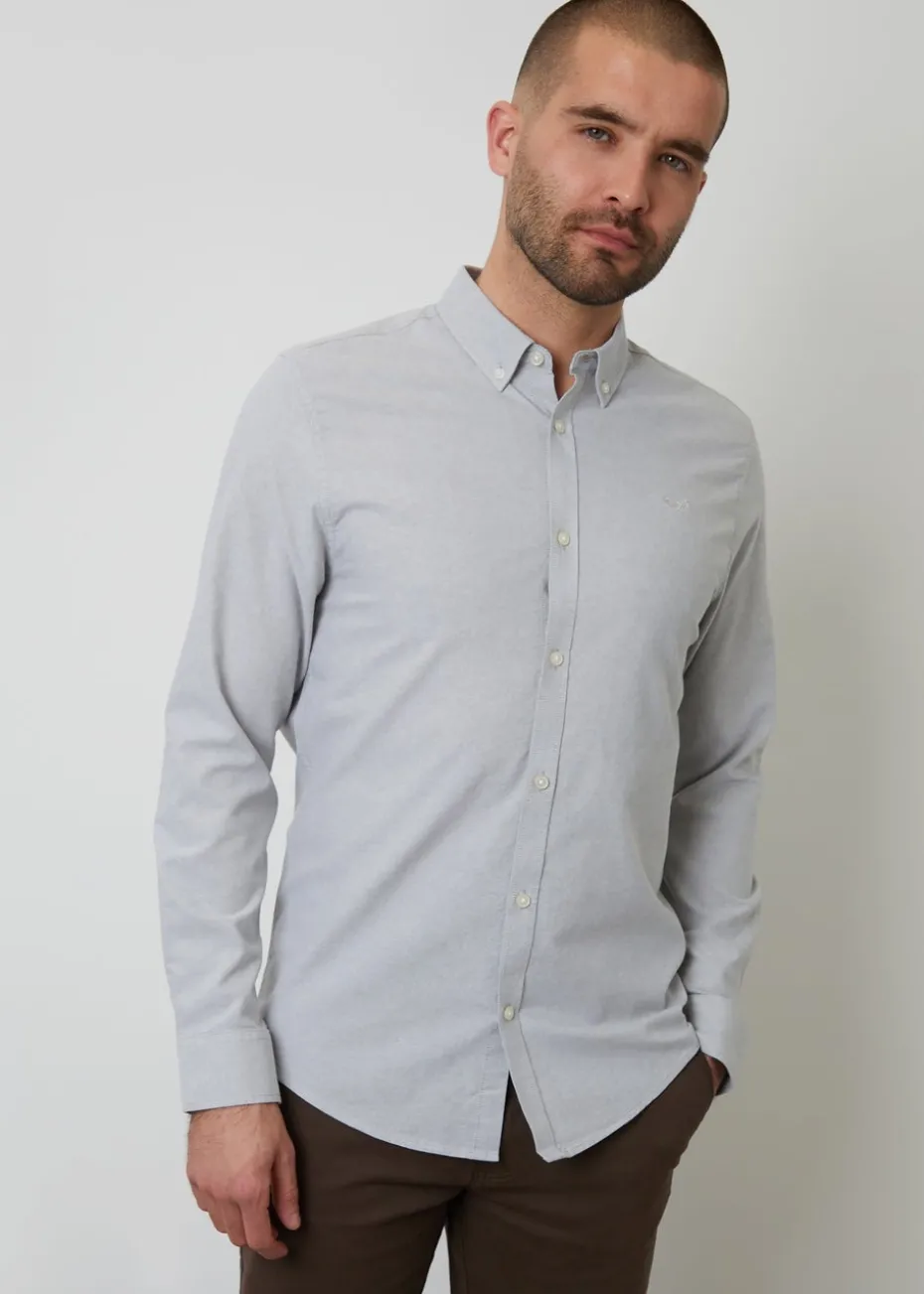 Threadbare Soft Green Oxford Cotton Slim Fit Long Sleeve Shirt