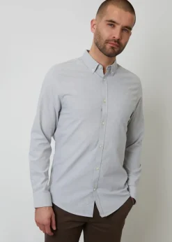 Threadbare Soft Green Oxford Cotton Slim Fit Long Sleeve Shirt