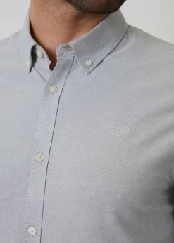 Threadbare Soft Green Oxford Cotton Slim Fit Long Sleeve Shirt