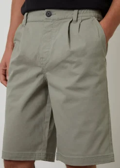 Threadbare Soft Green Pleated Relaxed Fit Stretch Chino Shorts