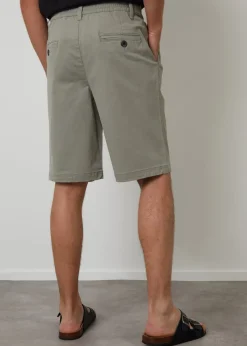 Threadbare Soft Green Pleated Relaxed Fit Stretch Chino Shorts