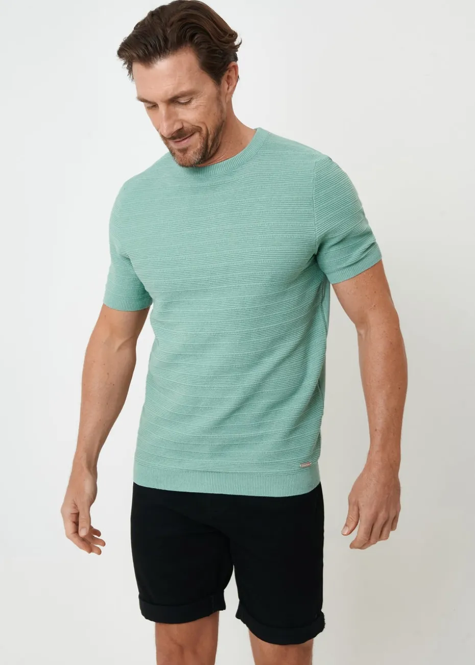 Threadbare Soft Green Textured Knitted T-Shirt