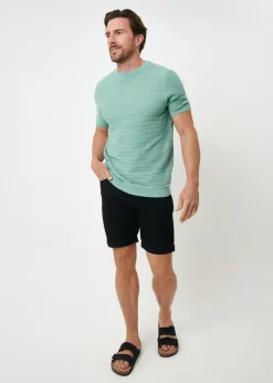 Threadbare Soft Green Textured Knitted T-Shirt