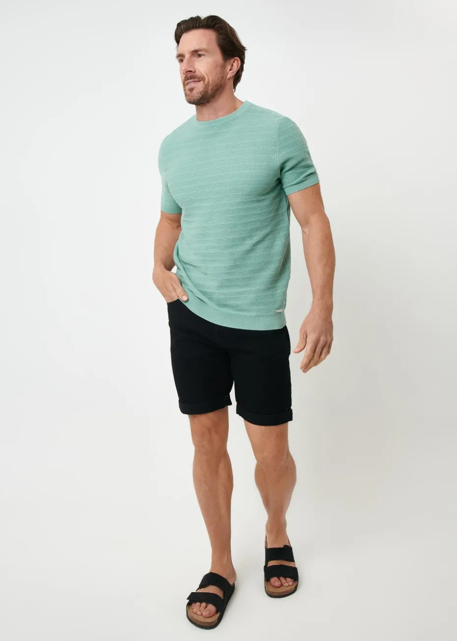 Threadbare Soft Green Textured Knitted T-Shirt