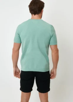 Threadbare Soft Green Textured Knitted T-Shirt