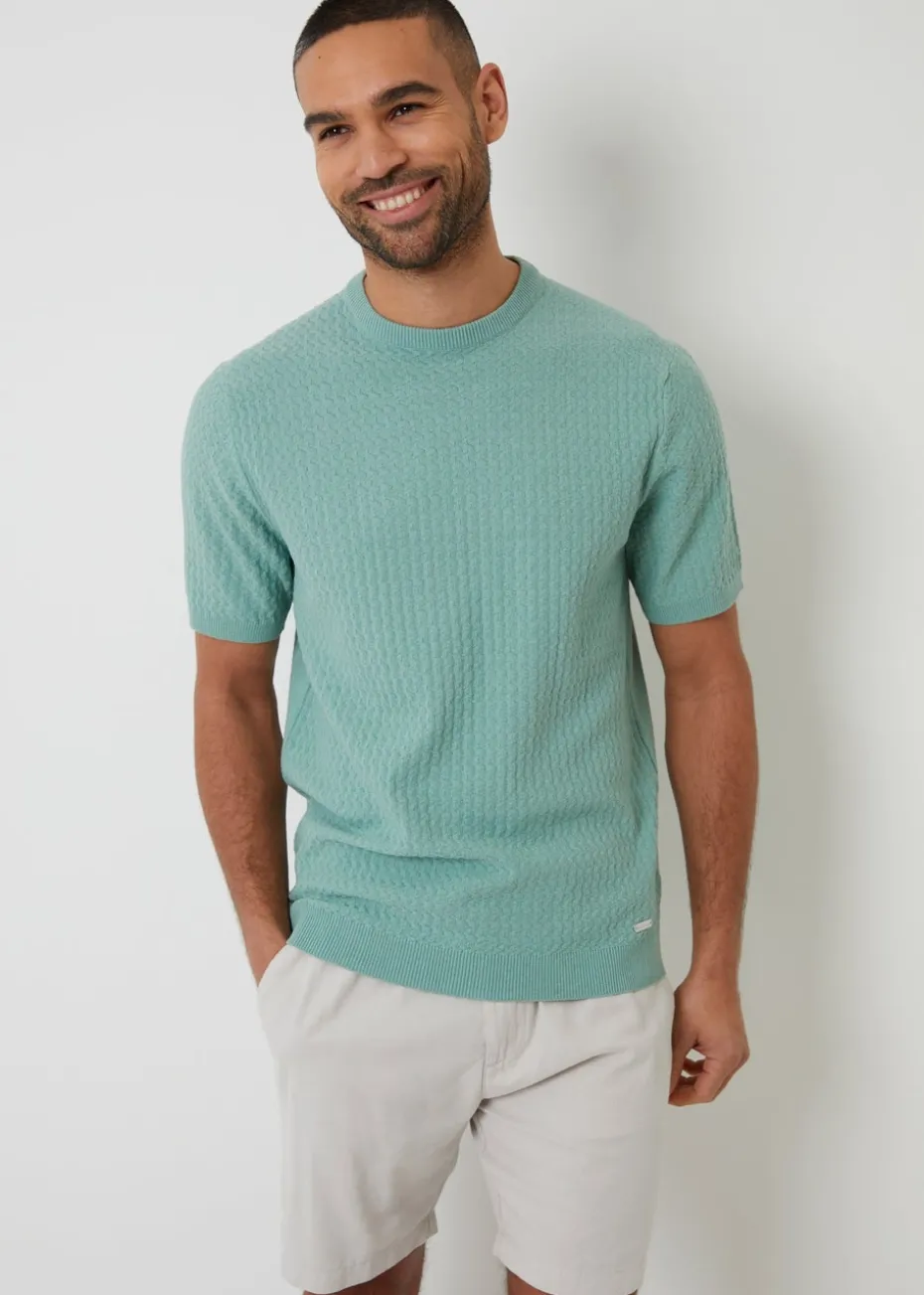 Threadbare Soft Green Textured Front Knitted T-Shirt