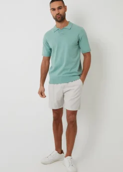 Threadbare Soft Green Trophy Neck Short Sleeve Knitted Polo