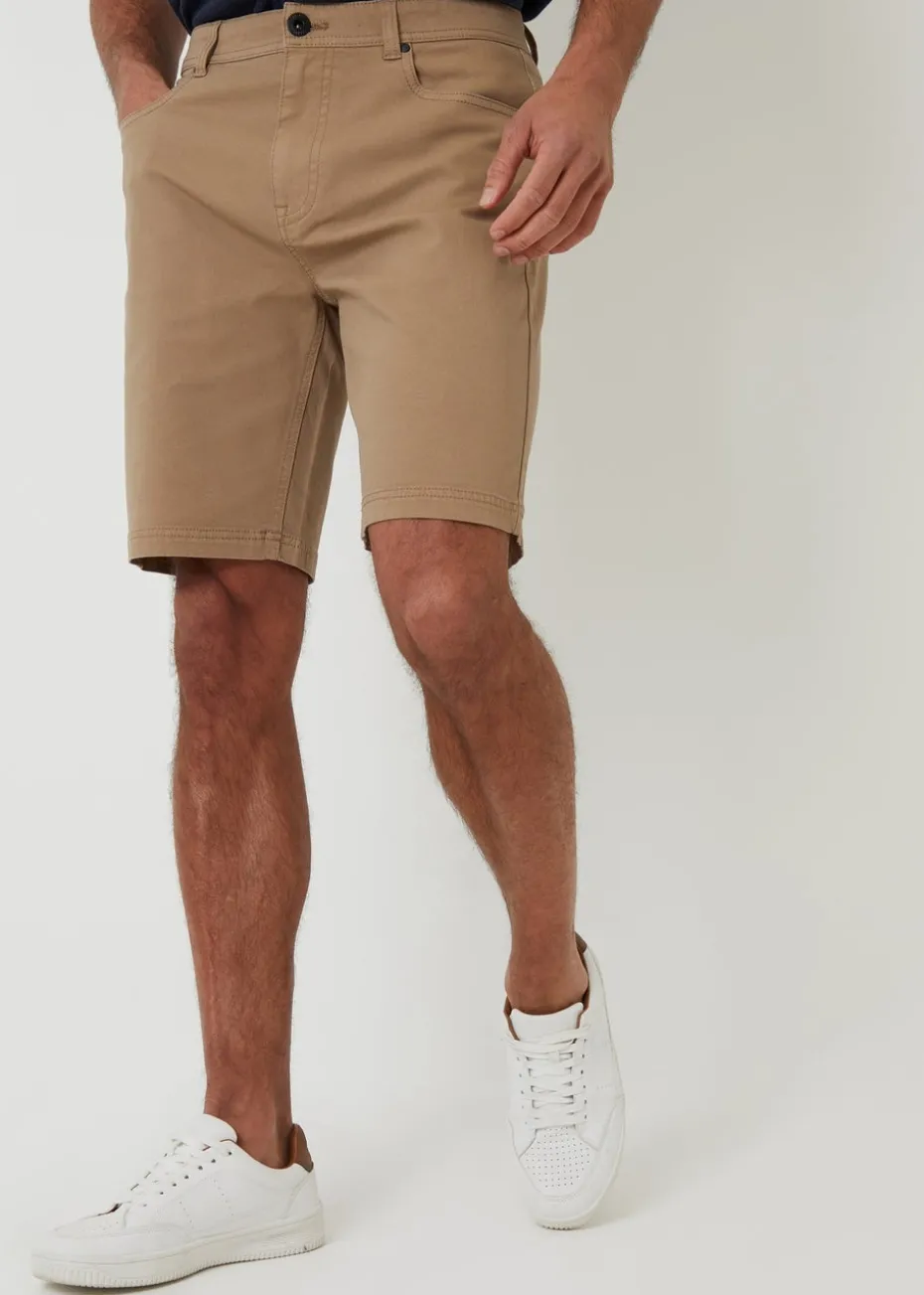 Threadbare Stone 5 Pocket Chino Shorts With Stretch