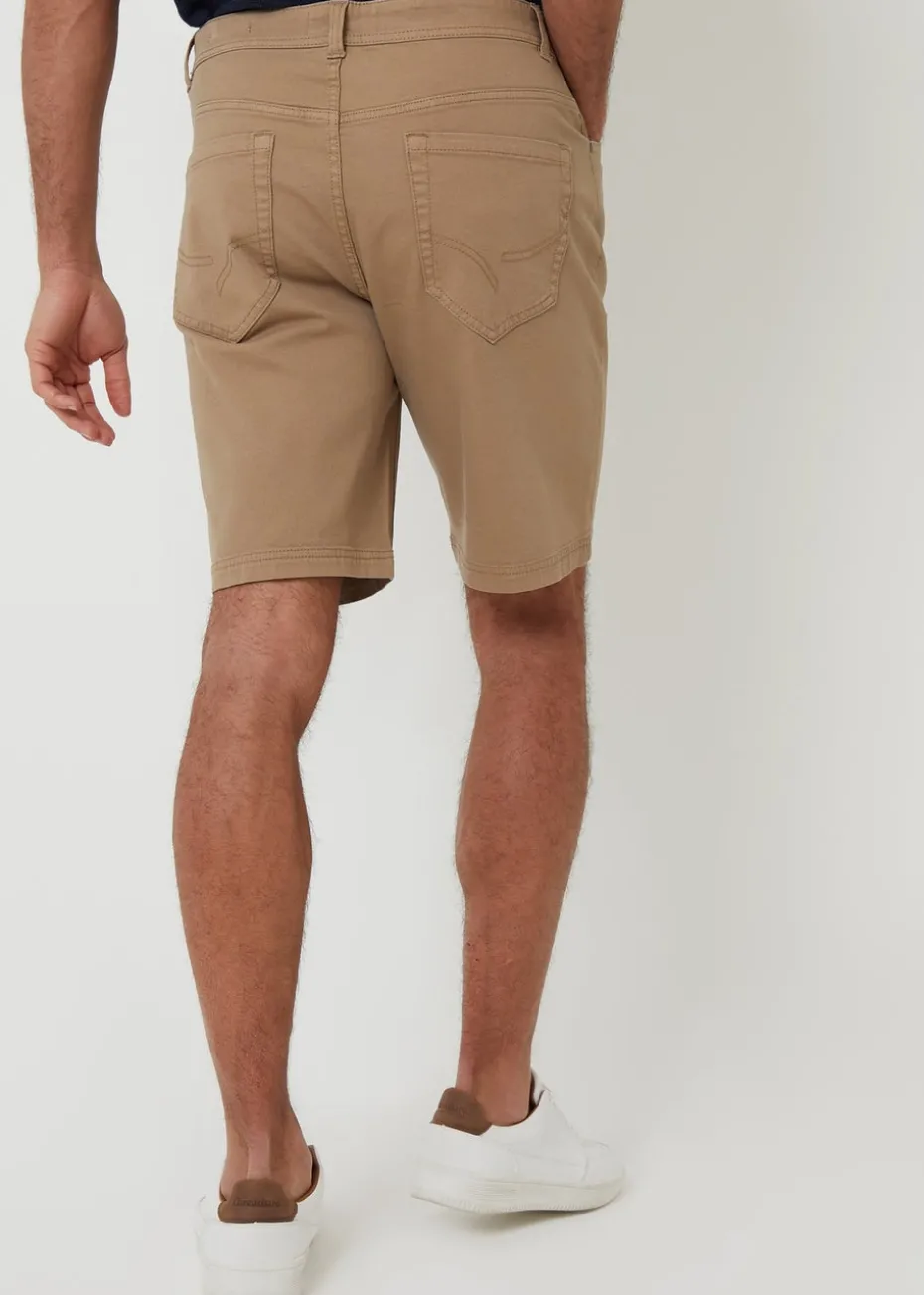 Threadbare Stone 5 Pocket Chino Shorts With Stretch