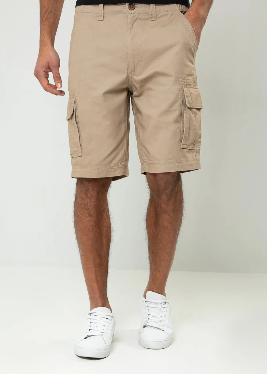 Threadbare Stone Bute Cotton Cargo Shorts