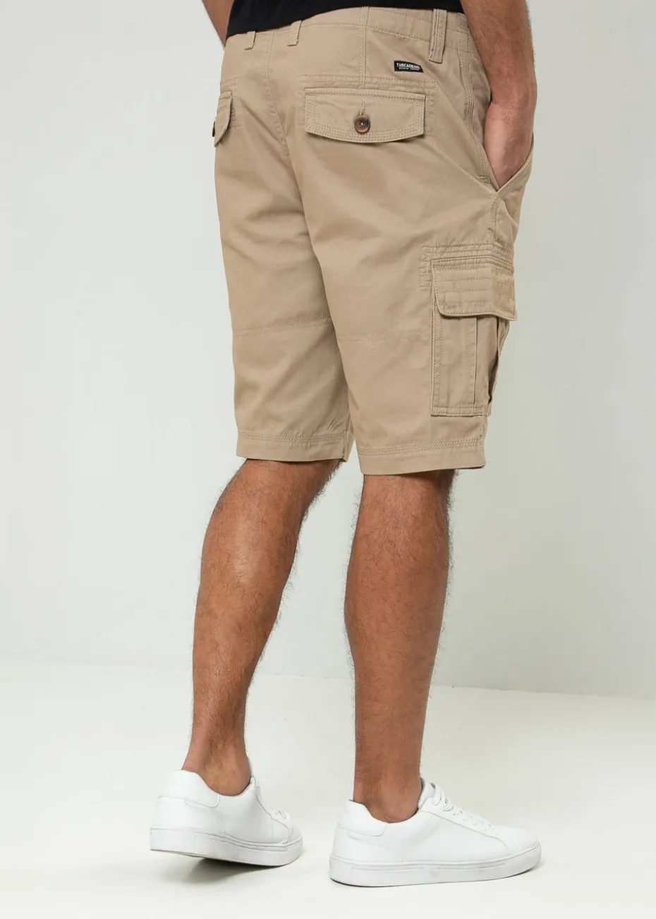 Threadbare Stone Bute Cotton Cargo Shorts