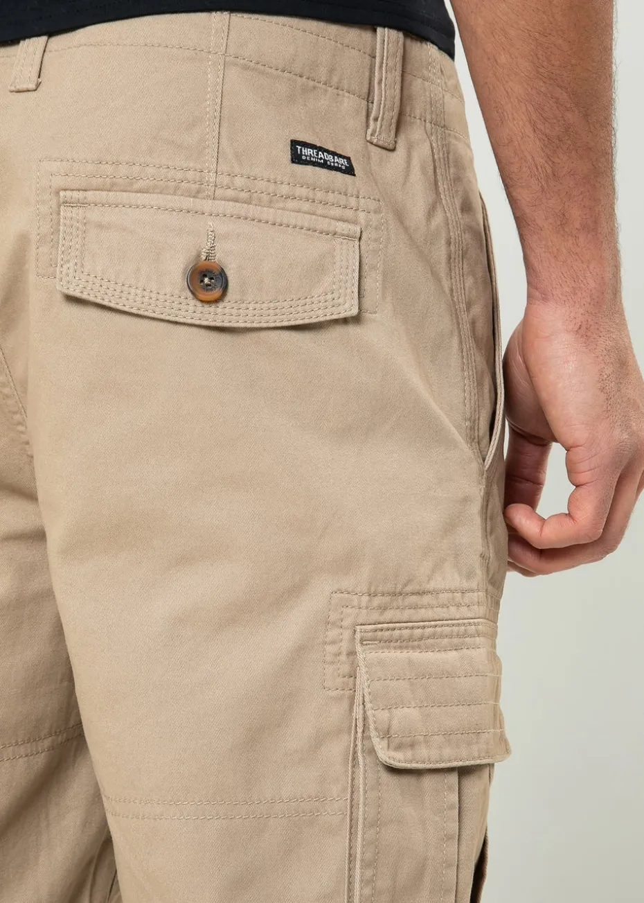 Threadbare Stone Bute Cotton Cargo Shorts