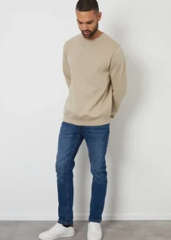 Threadbare Stone Cotton Blend Satsuma Crew Neck Sweatshirt