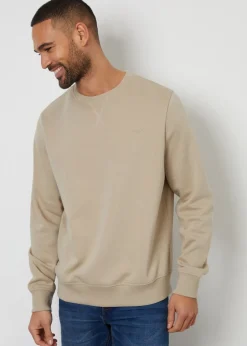 Threadbare Stone Cotton Blend Satsuma Crew Neck Sweatshirt