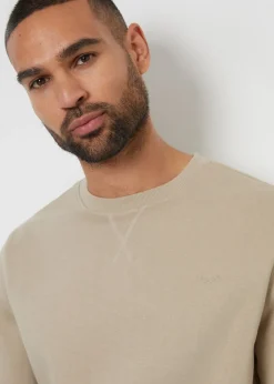 Threadbare Stone Cotton Blend Satsuma Crew Neck Sweatshirt