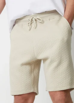 Threadbare Stone Cotton Blend Textured Sweat Shorts