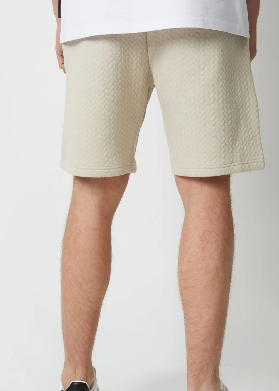 Threadbare Stone Cotton Blend Textured Sweat Shorts