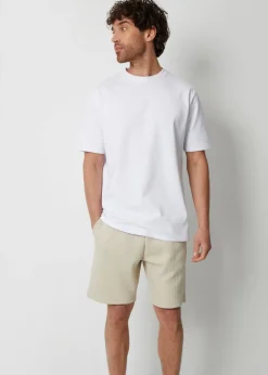 Threadbare Stone Cotton Blend Textured Sweat Shorts