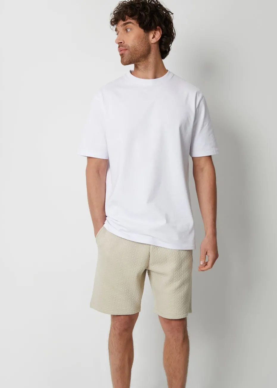 Threadbare Stone Cotton Blend Textured Sweat Shorts