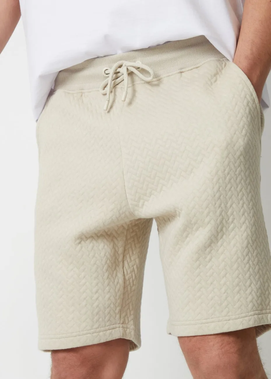 Threadbare Stone Cotton Blend Textured Sweat Shorts