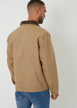 Threadbare Stone Cotton Corduroy Collar Lightweight Jacket