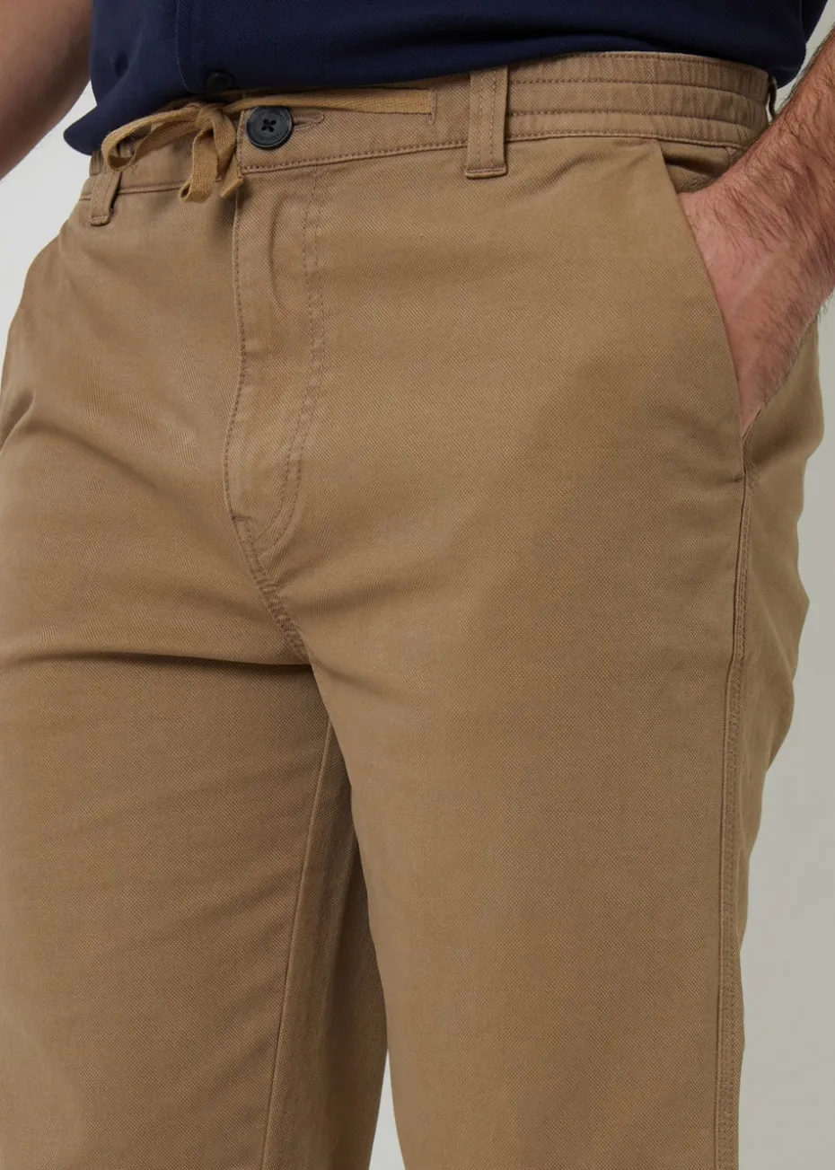 Threadbare Stone Cotton Elasticated Waist Chino Trousers