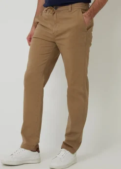 Threadbare Stone Cotton Elasticated Waist Chino Trousers
