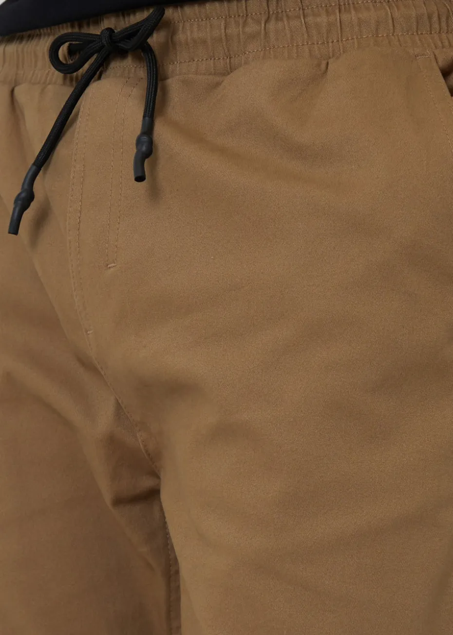 Threadbare Stone Cotton Jogger Style Cuffed Trousers With Stretch