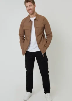 Threadbare Stone Cotton Poplin Lightweight Collared Jacket