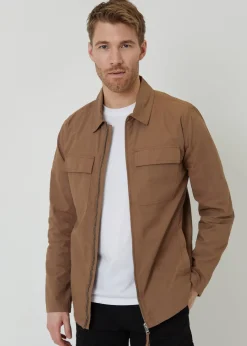 Threadbare Stone Cotton Poplin Lightweight Collared Jacket