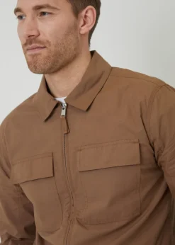 Threadbare Stone Cotton Poplin Lightweight Collared Jacket